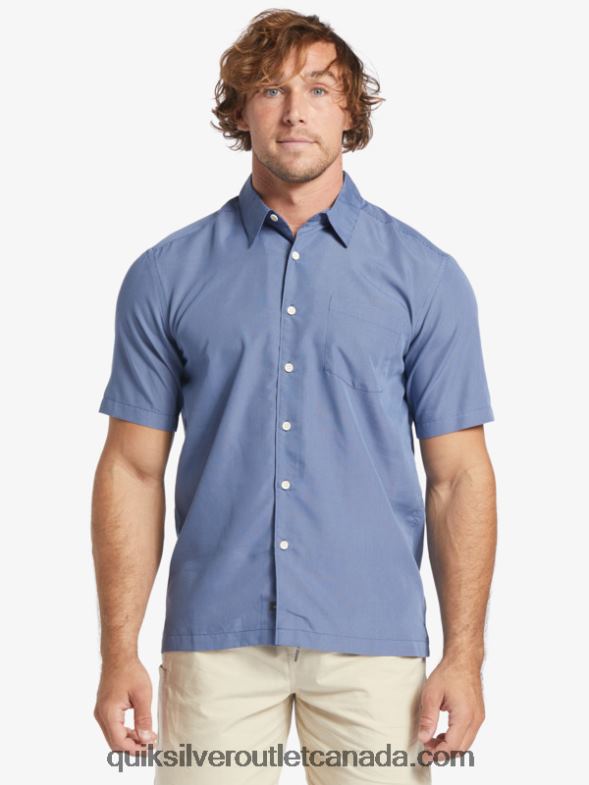 CA Quiksilver Men Waterman Kings Cliff Short Sleeve Shirt ensign blue kings cliff TX4R2282