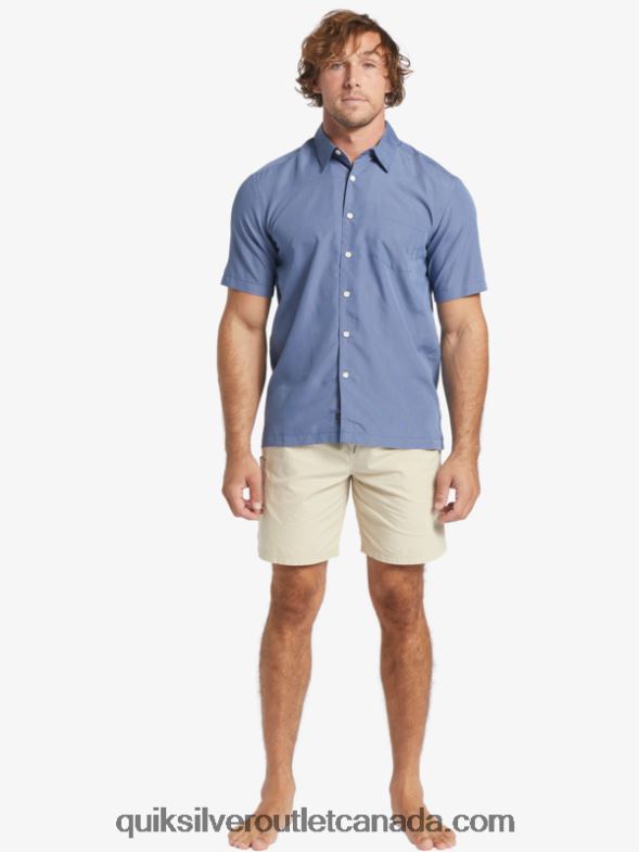 CA Quiksilver Men Waterman Kings Cliff Short Sleeve Shirt ensign blue kings cliff TX4R2282
