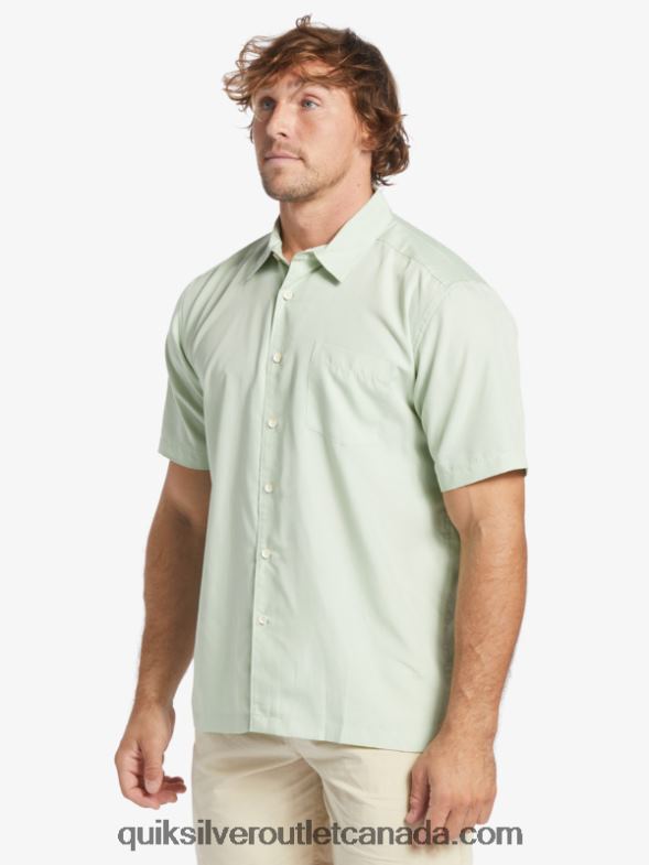 CA Quiksilver Men Waterman Kings Cliff Short Sleeve Shirt subtle green kingscliff TX4R2286