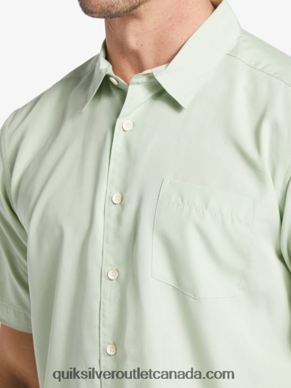 CA Quiksilver Men Waterman Kings Cliff Short Sleeve Shirt subtle green kingscliff TX4R2286