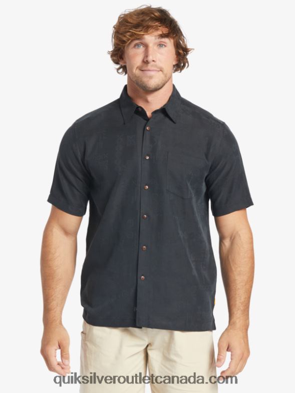 CA Quiksilver Men Waterman Manele Bay Short Sleeve Shirt black TX4R2798