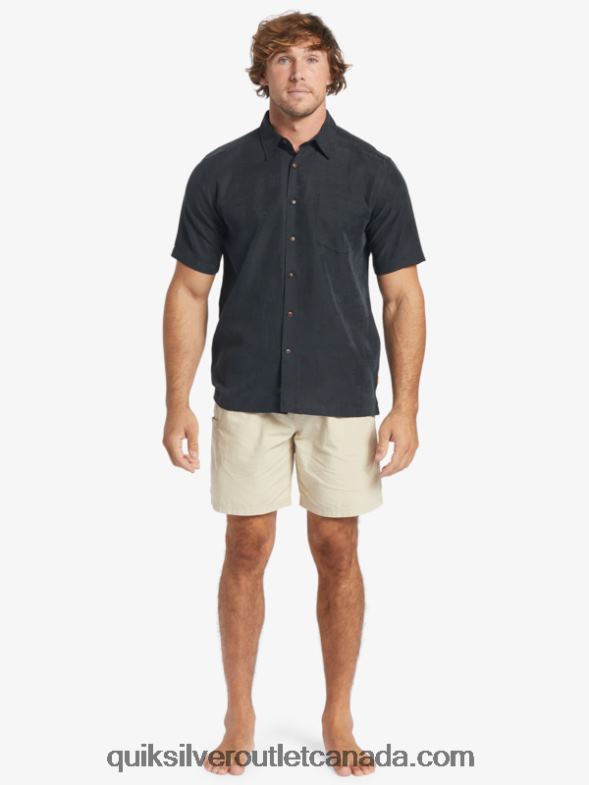 CA Quiksilver Men Waterman Manele Bay Short Sleeve Shirt black TX4R2798