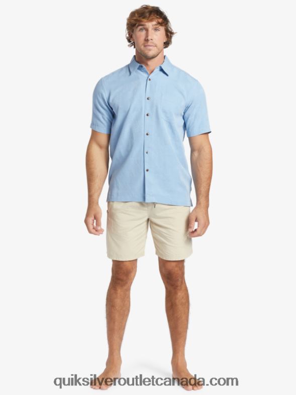 CA Quiksilver Men Waterman Manele Bay Short Sleeve Shirt dusk blue TX4R2800
