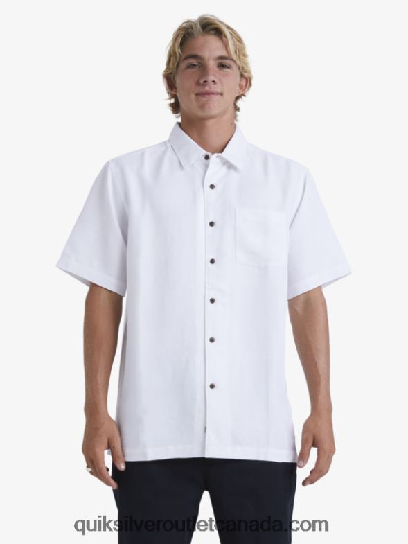 CA Quiksilver Men Waterman Manele Bay Short Sleeve Shirt white TX4R2799