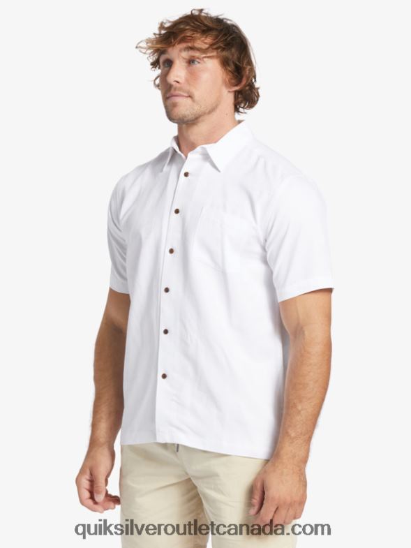 CA Quiksilver Men Waterman Manele Bay Short Sleeve Shirt white TX4R2799