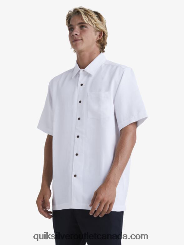 CA Quiksilver Men Waterman Manele Bay Short Sleeve Shirt white TX4R2799