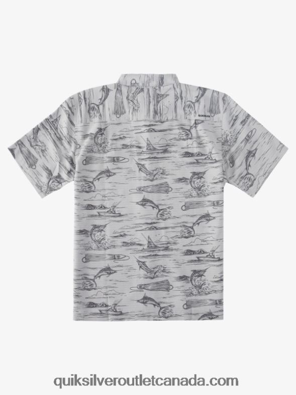 CA Quiksilver Men Waterman Marlin Jig Hawaiian Shirt black marlin jig TX4R2901