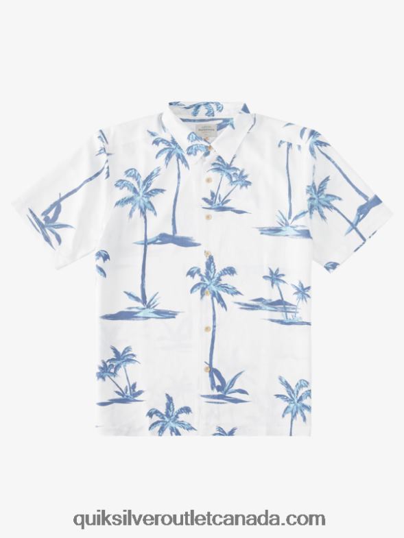CA Quiksilver Men Waterman Sea Breezer Short Sleeve Hawaiian Shirt dusk blue sea breezer TX4R21501