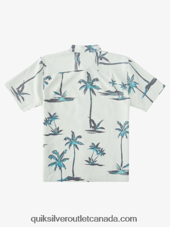 CA Quiksilver Men Waterman Sea Breezer Short Sleeve Hawaiian Shirt subtle green sea breezer TX4R21500
