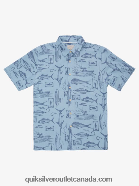 CA Quiksilver Men Waterman Slack Line Short Sleeve Shirt dusk blue slack line TX4R21218