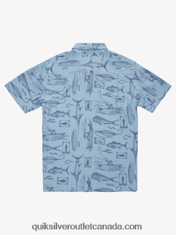 CA Quiksilver Men Waterman Slack Line Short Sleeve Shirt dusk blue slack line TX4R21218