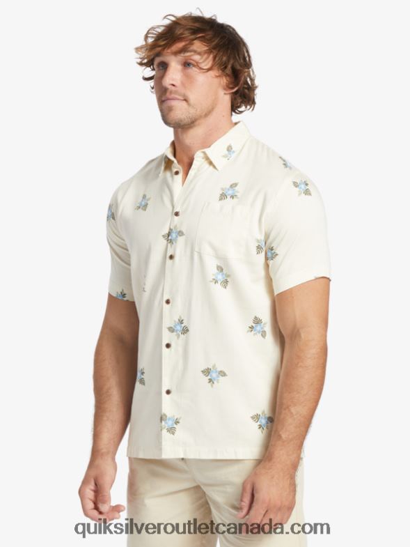 CA Quiksilver Men Waterman Small Pedals Short Sleeve Shirt antique white small pedals TX4R2425