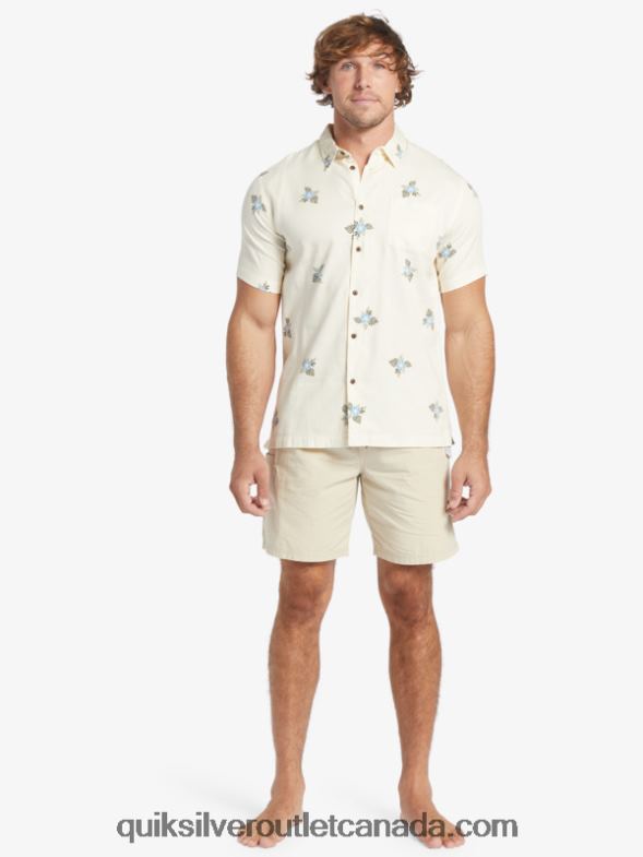 CA Quiksilver Men Waterman Small Pedals Short Sleeve Shirt antique white small pedals TX4R2425