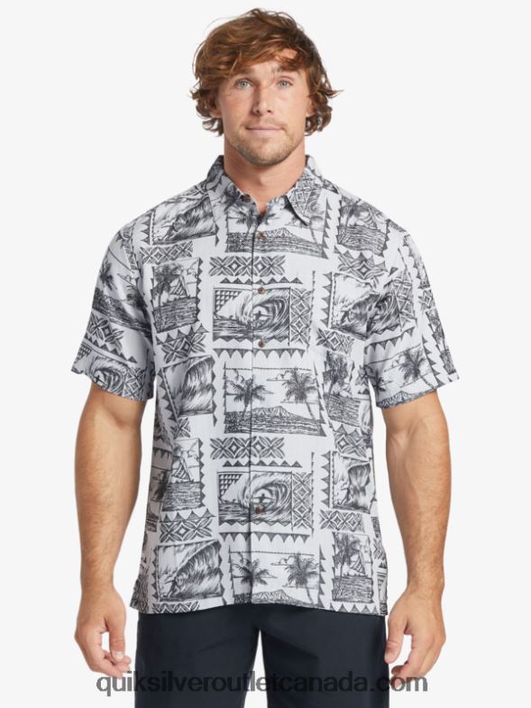CA Quiksilver Men Waterman Surf Trippers Short Sleeve Shirt black surf trippers TX4R2433
