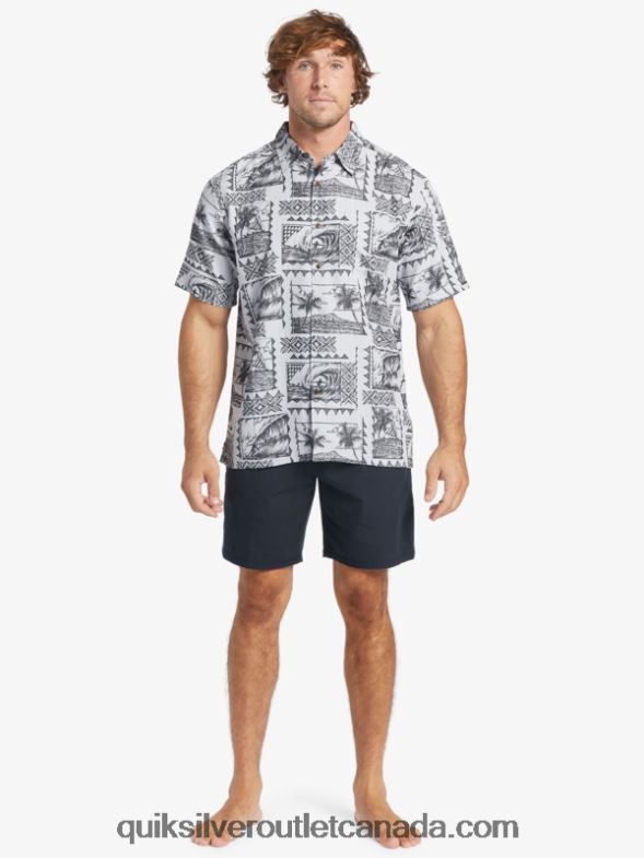 CA Quiksilver Men Waterman Surf Trippers Short Sleeve Shirt black surf trippers TX4R2433