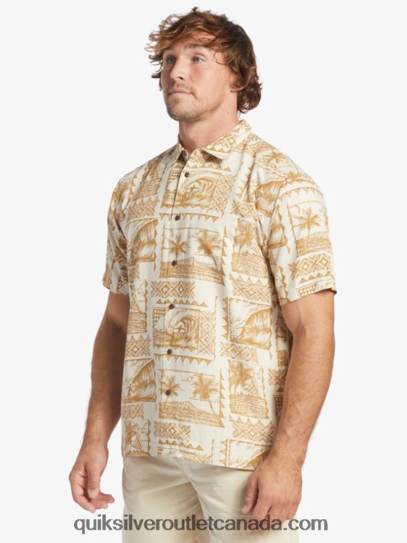 CA Quiksilver Men Waterman Surf Trippers Short Sleeve Shirt brown rice surf trippers TX4R2432