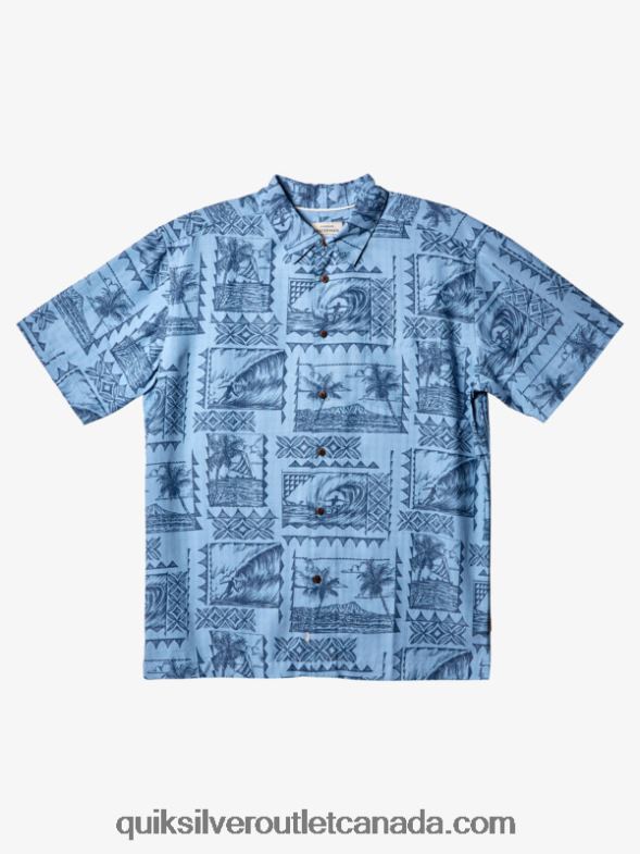 CA Quiksilver Men Waterman Surf Trippers Short Sleeve Shirt dusk blue surf trippers TX4R2434