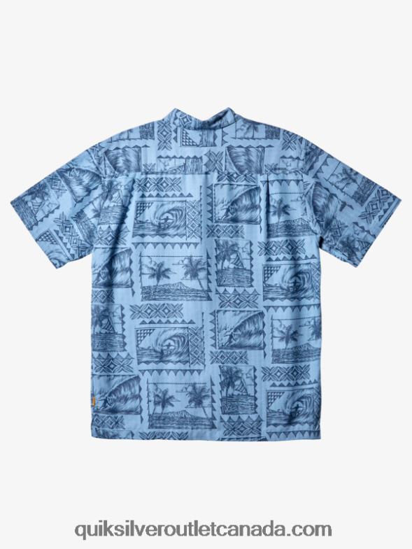 CA Quiksilver Men Waterman Surf Trippers Short Sleeve Shirt dusk blue surf trippers TX4R2434