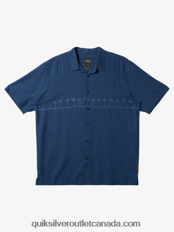 CA Quiksilver Men Waterman Tahiti Palms Premium Anti-Wrinkle Shirt ensign blue TX4R2872