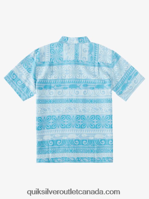 CA Quiksilver Men Waterman Tapa Today Short Sleeve Shirt dusk blue tapa today TX4R2963