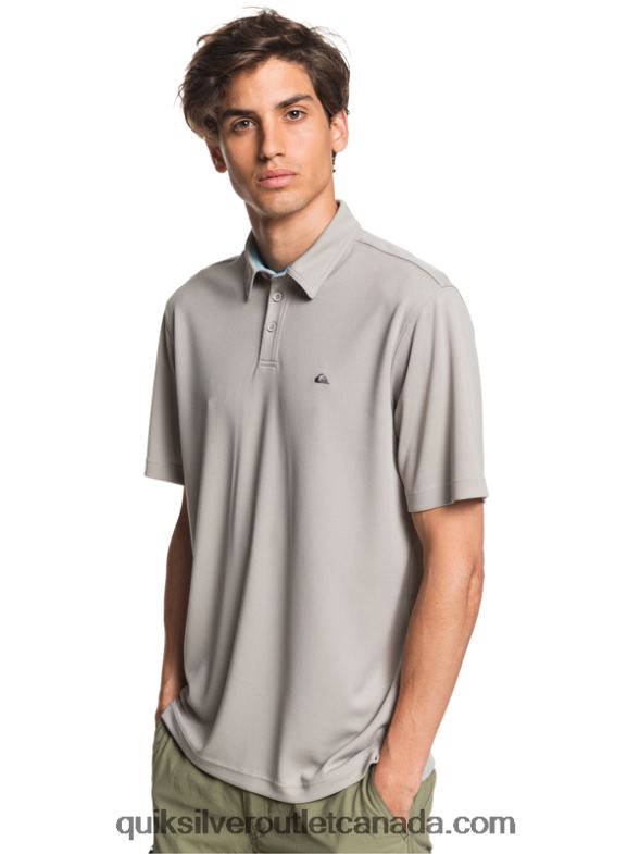 CA Quiksilver Men Waterman Water Short Sleeve Polo Shirt flint gray TX4R299