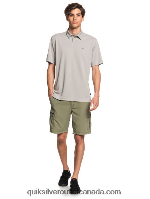 CA Quiksilver Men Waterman Water Short Sleeve Polo Shirt flint gray TX4R299