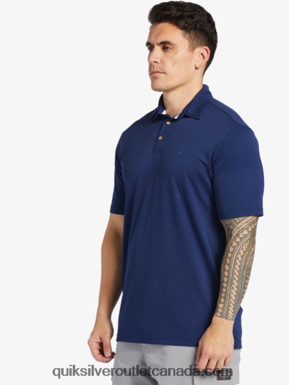 CA Quiksilver Men Waterman Water Short Sleeve Polo Shirt midnight navy TX4R296