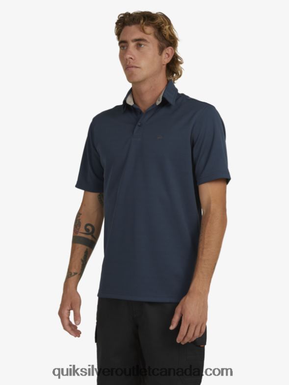 CA Quiksilver Men Waterman Water Short Sleeve Polo Shirt midnight navy TX4R296