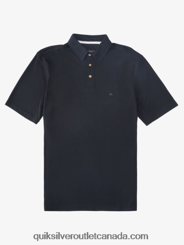 CA Quiksilver Men Waterman Waterpolo Short Sleeve Polo Shirt black TX4R2245