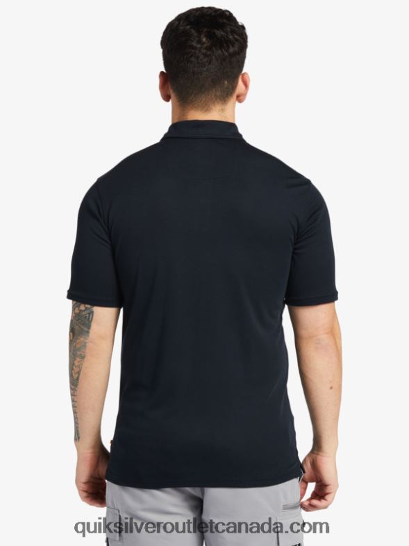 CA Quiksilver Men Waterman Waterpolo Short Sleeve Polo Shirt black TX4R2245