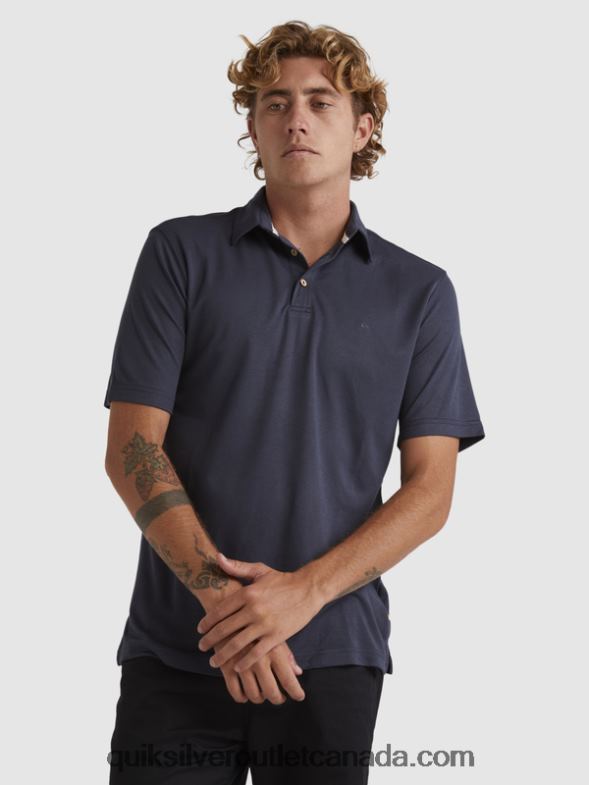 CA Quiksilver Men Waterman Waterpolo Short Sleeve Polo Shirt blue nights TX4R2250
