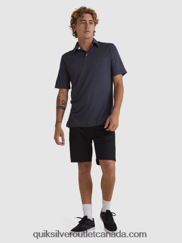 CA Quiksilver Men Waterman Waterpolo Short Sleeve Polo Shirt blue nights TX4R2250