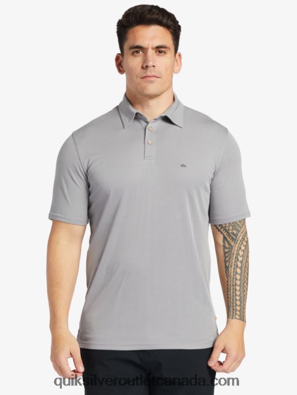 CA Quiksilver Men Waterman Waterpolo Short Sleeve Polo Shirt sharkskin TX4R2247