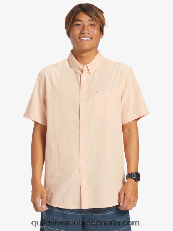 CA Quiksilver Men Winfall Short Sleeve Shirt copper tan TX4R2378