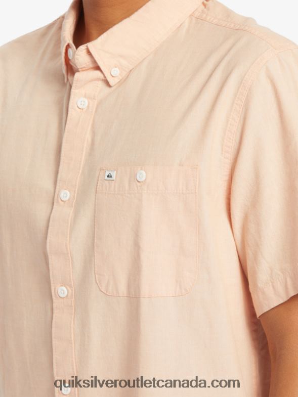 CA Quiksilver Men Winfall Short Sleeve Shirt copper tan TX4R2378