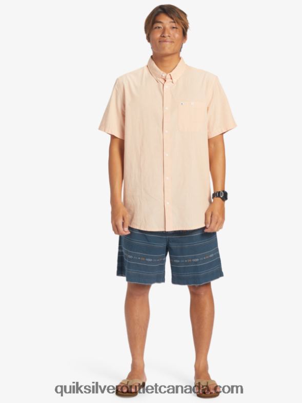 CA Quiksilver Men Winfall Short Sleeve Shirt copper tan TX4R2378