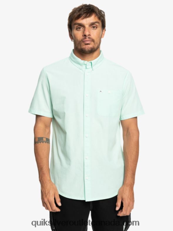 CA Quiksilver Men Winfall Short Sleeve Shirt iced aqua TX4R2382