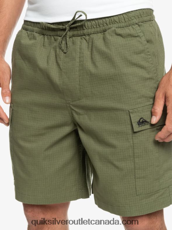 CA Quiksilver Men Cargo Taxer Elastic Waist 19 Shorts four leaf clover TX4R21010