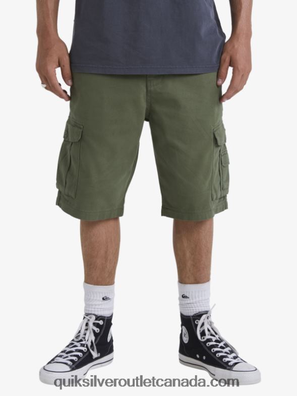 CA Quiksilver Men Crucial Battle Cargo Shorts four leaf clover TX4R2954