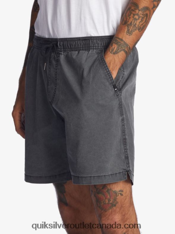 CA Quiksilver Men Taxer 17 Elastic Waist Shorts black TX4R21381
