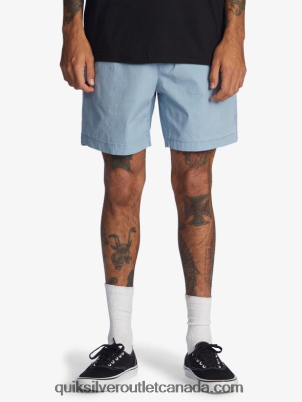 CA Quiksilver Men Taxer 17 Elastic Waist Shorts faded denim TX4R21379