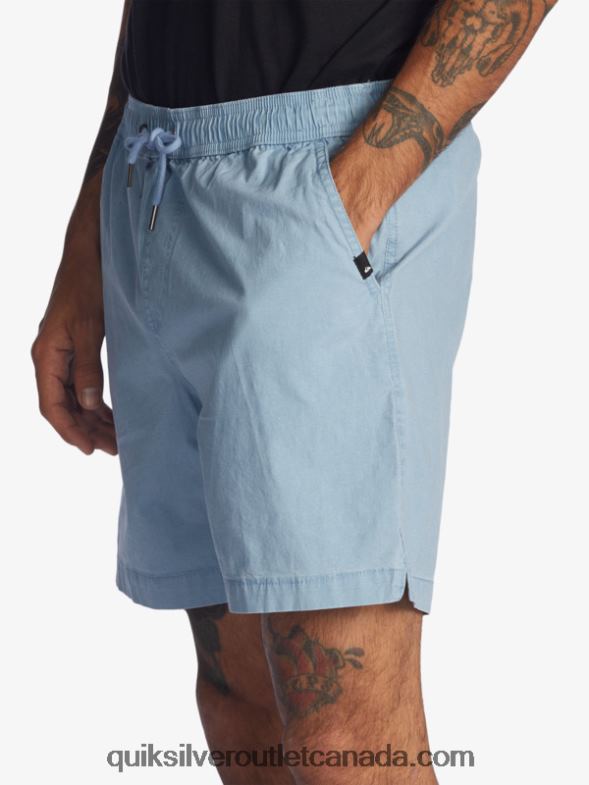 CA Quiksilver Men Taxer 17 Elastic Waist Shorts faded denim TX4R21379