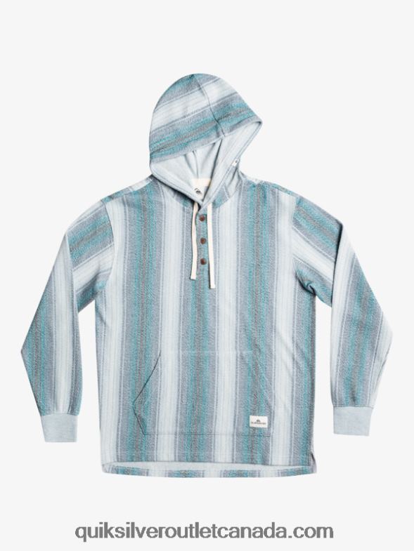 CA Quiksilver Men Baja Henley Hoodie moroccan blue baja stripe TX4R21098
