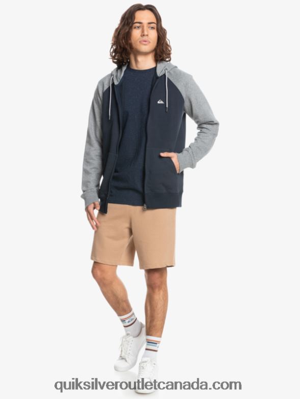 CA Quiksilver Men Essentials Zip Up Hoodie light grey heather/black TX4R21514