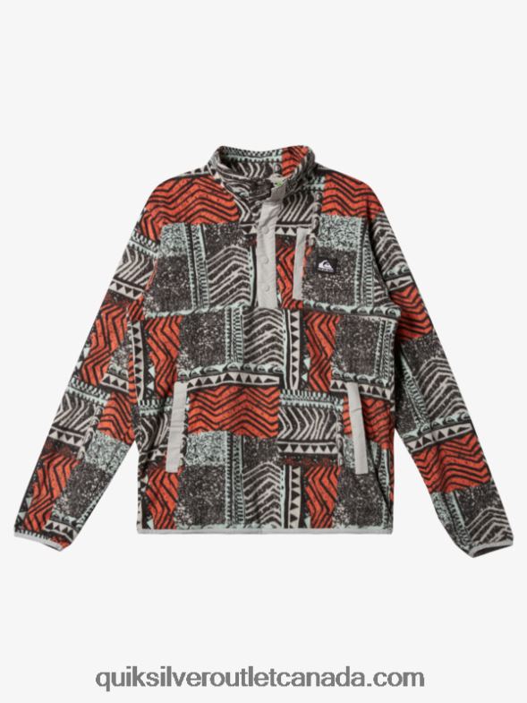 CA Quiksilver Men No Destination Snap Fleece Pullover fresh salmon blown out TX4R21041