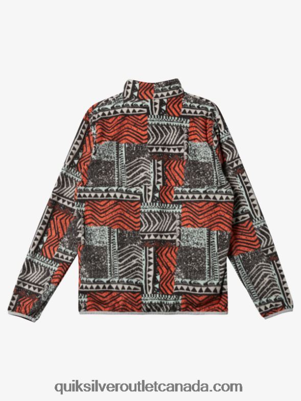 CA Quiksilver Men No Destination Snap Fleece Pullover fresh salmon blown out TX4R21041