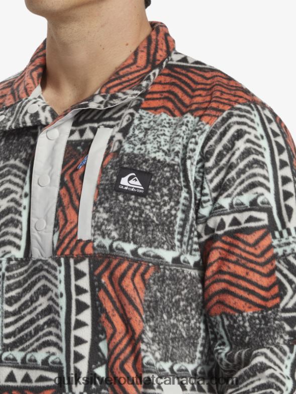 CA Quiksilver Men No Destination Snap Fleece Pullover fresh salmon blown out TX4R21041