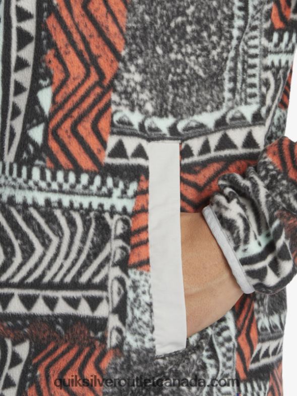 CA Quiksilver Men No Destination Snap Fleece Pullover fresh salmon blown out TX4R21041