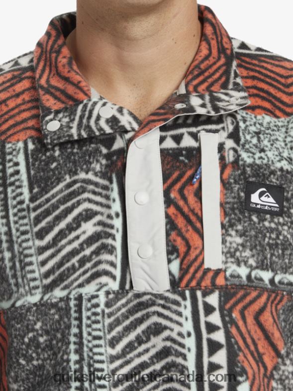 CA Quiksilver Men No Destination Snap Fleece Pullover fresh salmon blown out TX4R21041