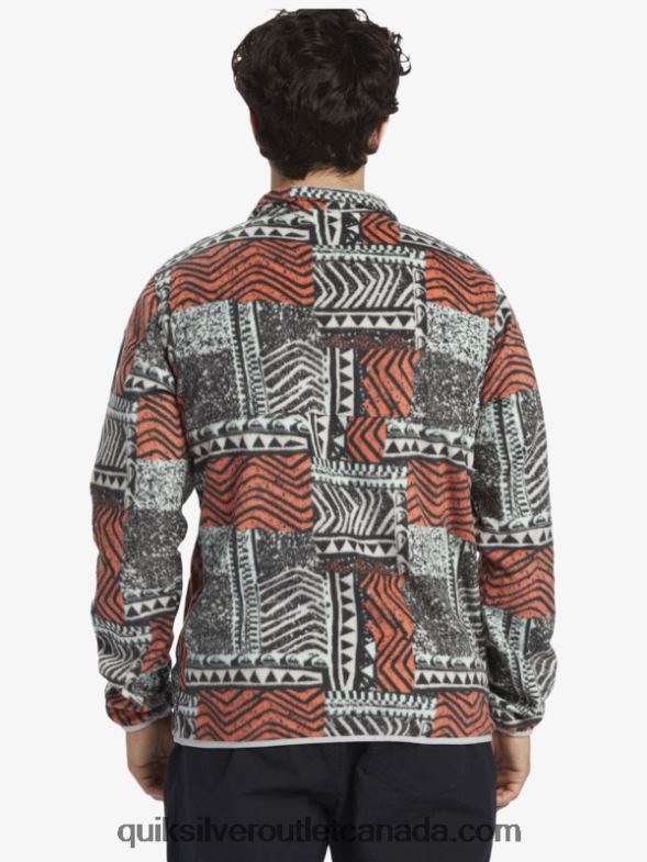 CA Quiksilver Men No Destination Snap Fleece Pullover fresh salmon blown out TX4R21041